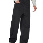 Plaid&Plain Men's Hip Hop Baggy Jeans Casual Wide Leg Y2k Skateboard Vintage Denim Pants Streetwear