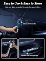 2026 TrySpace Car Windshield Sun Shade Umbrella - [Silver Heat Shield & UV Reflective] Protector for Cars, Universal Fit Medium (56"x31") | 25°F Cooler, Friendly Vinyl Coatings Medium - Image 8