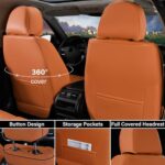 Coverado Seat Covers, Car Seat Covers Full Set, Leather Seat Covers for Cars, Automotive Seat Covers Car Seat Protector Car Accessories Fit for Most Sedans SUV Pick-up Truck(Black&Brown) - Image 2