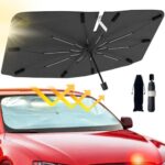 2025 Windshield Sun Shade Umbrella, Foldable Car Umbrella Sunshade with UV Block Car Front Window (Heat Insulation Protection) for Auto Windshield Covers Trucks Cars (Large)