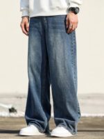 Men's Baggy Hip Hop Jeans Wide Leg Skater Denim Pants Casual Loose Fit Long Trousers Streetwear - Image 4