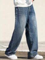 Men's Baggy Hip Hop Jeans Wide Leg Skater Denim Pants Casual Loose Fit Long Trousers Streetwear - Image 5