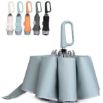 QWB TUMAAOTU Inverted Umbrella with Carabiner Handle, Compact Wind Proof Umbrellas For Rain and Sun Protection, Portable Reverse Folding Umbrella, Car Umbrella for Women Men, 10 Ribs