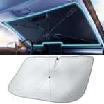 2026 TrySpace Car Windshield Sun Shade Umbrella - [Silver Heat Shield & UV Reflective] Protector for Cars, Universal Fit Medium (56"x31") | 25°F Cooler, Friendly Vinyl Coatings Medium
