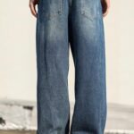 Men's Baggy Hip Hop Jeans Wide Leg Skater Denim Pants Casual Loose Fit Long Trousers Streetwear