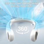Portable Neck Fan,Hands Free Personal Wearable Bladeless Fan,6000mAh USB Rechargeable,360° Cooling,LED Display,4-Speeds,Birthday Gifts for Men Women Dad Mom,Valentines Day Gifts for Her Him (White) - Image 2