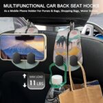 Blusabaca 2PCS Car Seat Back Storage Headrest Hooks, Sunrise Purse Holder Bags Hanger, PU Leather Double Metal Hook for Backseat Organizer, Women Car Accessories Organization - Image 11