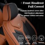 Coverado Seat Covers, Car Seat Covers Full Set, Leather Seat Covers for Cars, Automotive Seat Covers Car Seat Protector Car Accessories Fit for Most Sedans SUV Pick-up Truck(Black&Brown) - Image 7