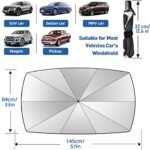 2025 Windshield Sun Shade Umbrella, Foldable Car Umbrella Sunshade with UV Block Car Front Window (Heat Insulation Protection) for Auto Windshield Covers Trucks Cars (Large)