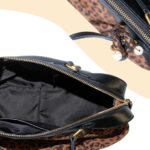 Luxury Leopard Print Genuine Suede Handbag, Brown Leather Trim, Shoulder Strap, Tassel Detail, Fashion Crossbody Purse - Image 5