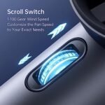 JISULIFE Portable Handheld Fan,Speed(1-100) Adjustable Turbo Mini and 3600mAh Battery Rechargeable Personal Fan,Digital Display,Gifts for Women Men Travel/Camping/Outdoor-Blue - Image 3