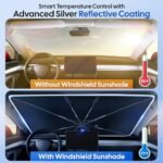 EcoNour Umbrella Windshield Sun Shade for Car | Foldable Umbrella Sun Shield | UV & Heat Protection for Front Window Shade with Storage Pouch | Fits Sedans Truck & SUVs | Medium 57"x 33" Visit the EcoNour Store - Image 6