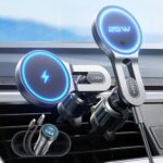 LISEN for 15W MagSafe Car Mount Charger,Magnetic Wireless Cars Charger,Magnetic Phone Holder for Cars,Phone Holders for Your Car Accessories for Women Men Jeep Ford F150 for iPhone 17-12,Samsung,Pixel