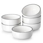 MALACASA Plates and Bowls Sets, 12 Pieces Modern Porcelain Dinnerware Set for 4 White Kitchen Dinner Dining Ware Set wtih Black Rim Ceramic Dishware Dishes Microwave and Dishwasher Safe, Series LUNA - Image 8