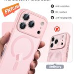 FNTCASE for iPhone 17 Pro-Max Case: [Compatible with Magsafe] Translucent Matte Cases with [Full Camera Protection] [Screen Protector] Military Grade Shockproof Protective Phone Cover - Light Pink