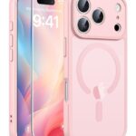 FNTCASE for iPhone 17 Pro-Max Case: [Compatible with Magsafe] Translucent Matte Cases with [Full Camera Protection] [Screen Protector] Military Grade Shockproof Protective Phone Cover - Light Pink