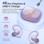 Wireless Earbuds Bluetooth 5.3 Headphones Sports, 48H Over Ear Buds with ENC Mic, Stereo Deep Bass Bluetooth Earbuds with Secure Earhooks, LED Display, IPX7 Waterproof Earphone for Running/Gym Purple Visit the Csasan Store - Image 2