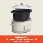 bella 6.0 Qt Programmable Slow Cooker, Ceramic Nonstick Coating, Adjustable Temperature & Cooking Times, Dishwasher Safe Stoneware Pot & Tempered Glass Lid, Tangle Free Cord Wrap, Oatmilk - Image 2