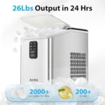 Aeitto Ice Maker Countertop 26lbs/24H, Ice Machine 8 Ice Cubes Ready in 6 Mins, 2 Sizes of Bullet Ice Portable Ice Makers with Basket & Scoop, Auto Self-Cleaning for Home/Kitchen/Office Stainless - Image 4