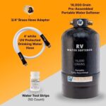 Essential RV Water Softener Portable 16,000 Grain w Custom Hose, Long Lasting for RVers Vanlife, 3/4" Fittings, Softens Hard Water When Traveling or Mobile Spot Reducing Car Washing - Image 2