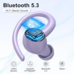 Wireless Earbuds Bluetooth 5.3 Headphones Sports, 48H Over Ear Buds with ENC Mic, Stereo Deep Bass Bluetooth Earbuds with Secure Earhooks, LED Display, IPX7 Waterproof Earphone for Running/Gym Purple Visit the Csasan Store - Image 3