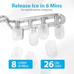 Aeitto Ice Maker Countertop 26lbs/24H, Ice Machine 8 Ice Cubes Ready in 6 Mins, 2 Sizes of Bullet Ice Portable Ice Makers with Basket & Scoop, Auto Self-Cleaning for Home/Kitchen/Office Stainless - Image 5