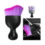 Ziciner Car Detailing Brush, Curved Soft Bristles Auto Removal Dust Collectors, Universal Vehicle Dashboard, Air Conditioner Vents etc Interior Cleaning Tool Accessories (Double Purple)