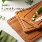 Astercook Deep-Carbonized Bamboo Cutting Boards for Kitchen with Wood Storage Stand, Reversible Charcuterie & Chopping Boards with Juice Grooves and Easy-Grip Handles, Knife-Friendly, Kitchen Gift - Image 8