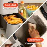 bella 4Qt Slim Air Fryer, Fits-anywhere™ Kitchenware, EverGood™ Ceramic Nonstick Coating, Adjustable Temperature, 6 Preset Cooking Options, 60 Min Auto Shutoff w Audible Tone, 3.3lb Capacity, Oatmilk - Image 6