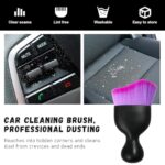 Ziciner Car Detailing Brush, Curved Soft Bristles Auto Removal Dust Collectors, Universal Vehicle Dashboard, Air Conditioner Vents etc Interior Cleaning Tool Accessories (Double Purple) - Image 4