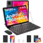 DOOGEE Tab A9 Android Tablet,10 inch Tablet,12GB+64GB/2TB TF,6580mAh Gaming Tablets,2.0GHz Quad Core,1280x800 IPS HD,Dual Speakers,5G WiFi,BT5.0,Face Unlock,Android 15 Tablet with Keyboard,Pen&Mouse