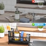 Cisily Sponge Holder for Kitchen Sink, Sink Caddy Organizer with High Brush Holder, Kitchen Countertop Organizers and Storage Essentials, Rustproof 304 Stainless Steel (Black, 9.25″) - Image 3