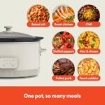bella 6.0 Qt Programmable Slow Cooker, Ceramic Nonstick Coating, Adjustable Temperature & Cooking Times, Dishwasher Safe Stoneware Pot & Tempered Glass Lid, Tangle Free Cord Wrap, Oatmilk - Image 4