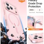 FNTCASE for iPhone 17 Pro-Max Case: [Compatible with Magsafe] Translucent Matte Cases with [Full Camera Protection] [Screen Protector] Military Grade Shockproof Protective Phone Cover - Light Pink
